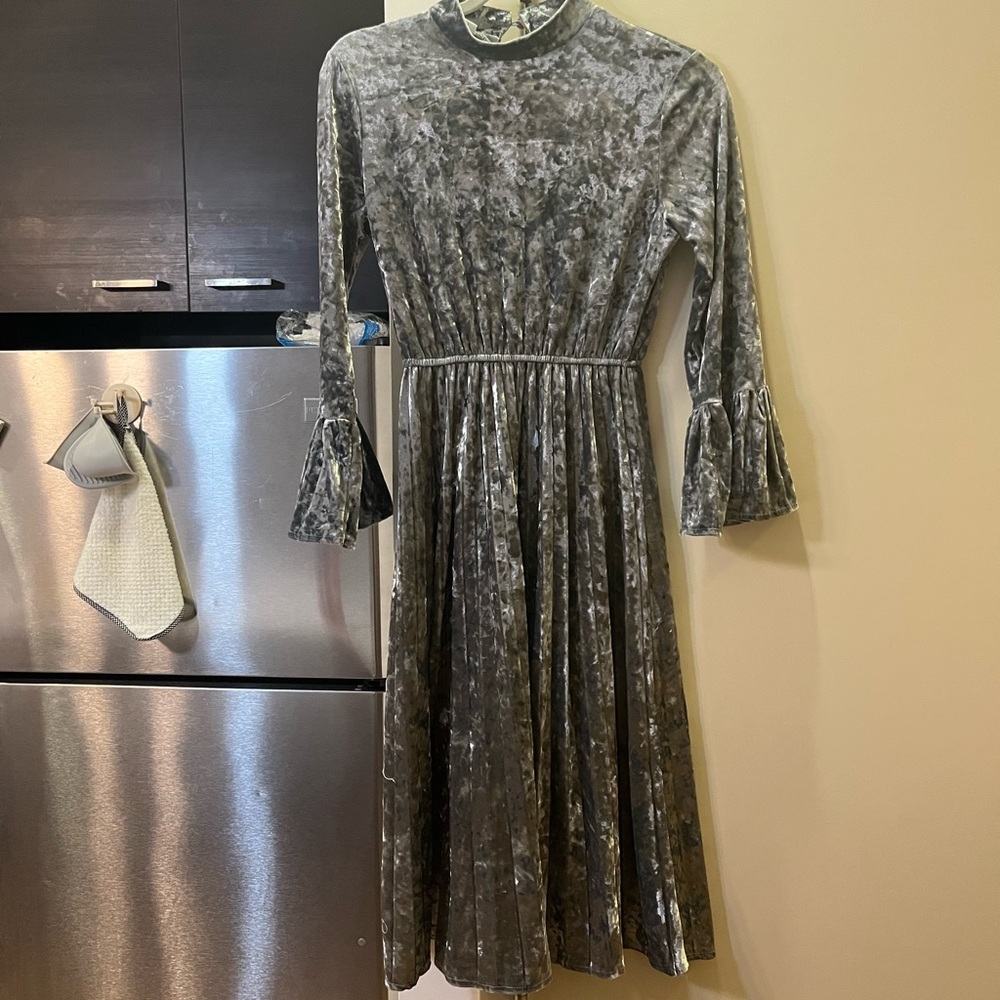 Grey Velvet Dress